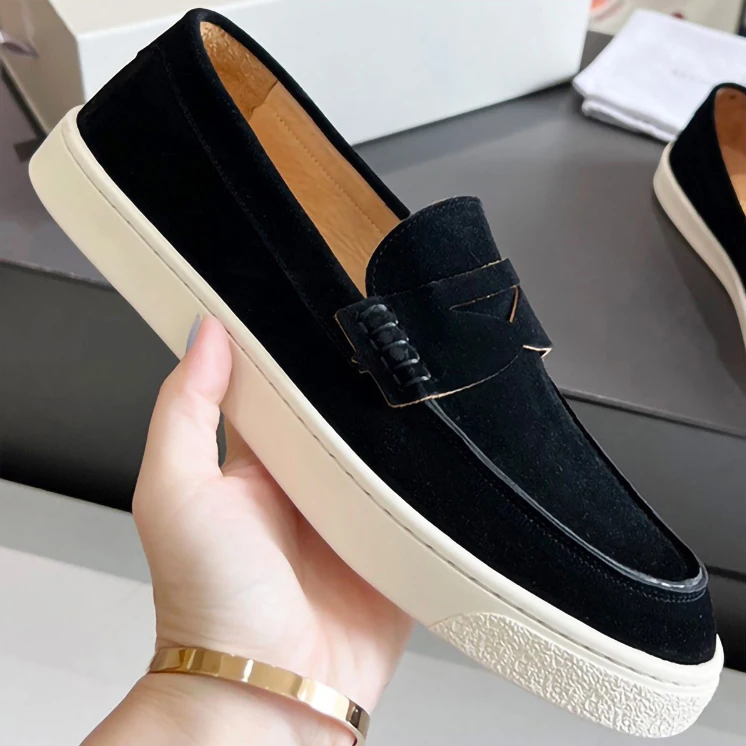 custom logo luxury classic genuine leather slip on walking style casual formal office career loafers shoes men