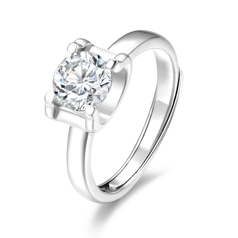 Customized Diamond Zircon Open Adjustable Rings Silver Plated 5A Cube Zirconia Wholesale Jewelry Rings For Women