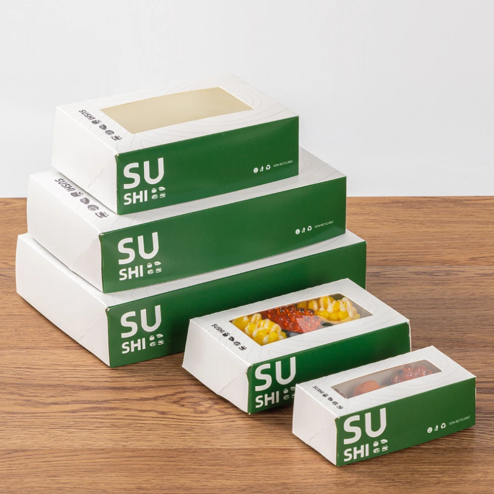 LOKYO wholesale custom design window take out to go disposable takeaway sushi packaging paper box
