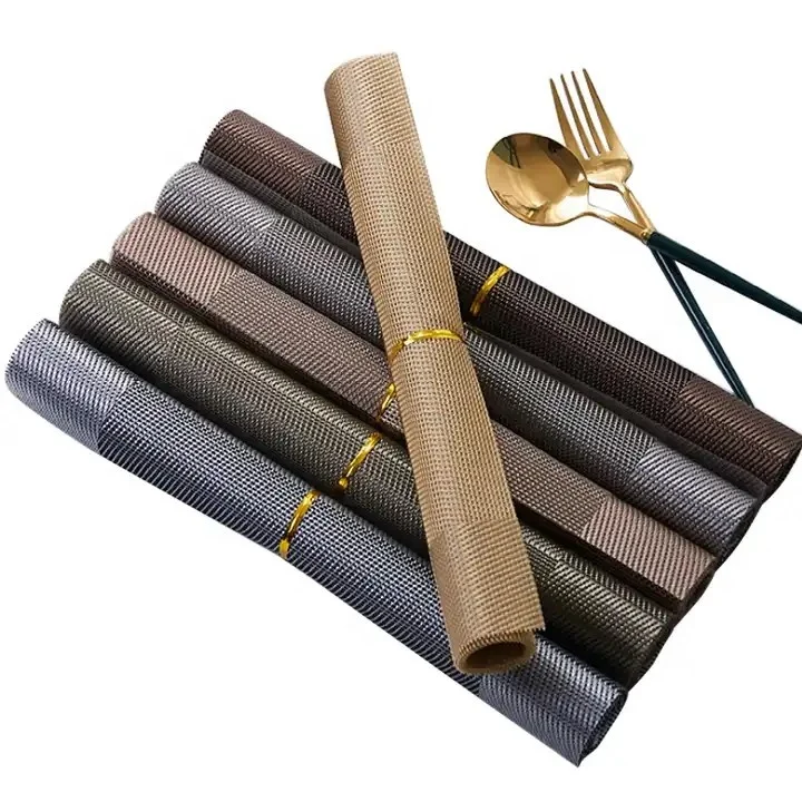 Factory Wholesale Luxury Environmental Table Placemat PVC Anti Slip Mat Dinner Mat Kitchen Table Mat Woven Placemats