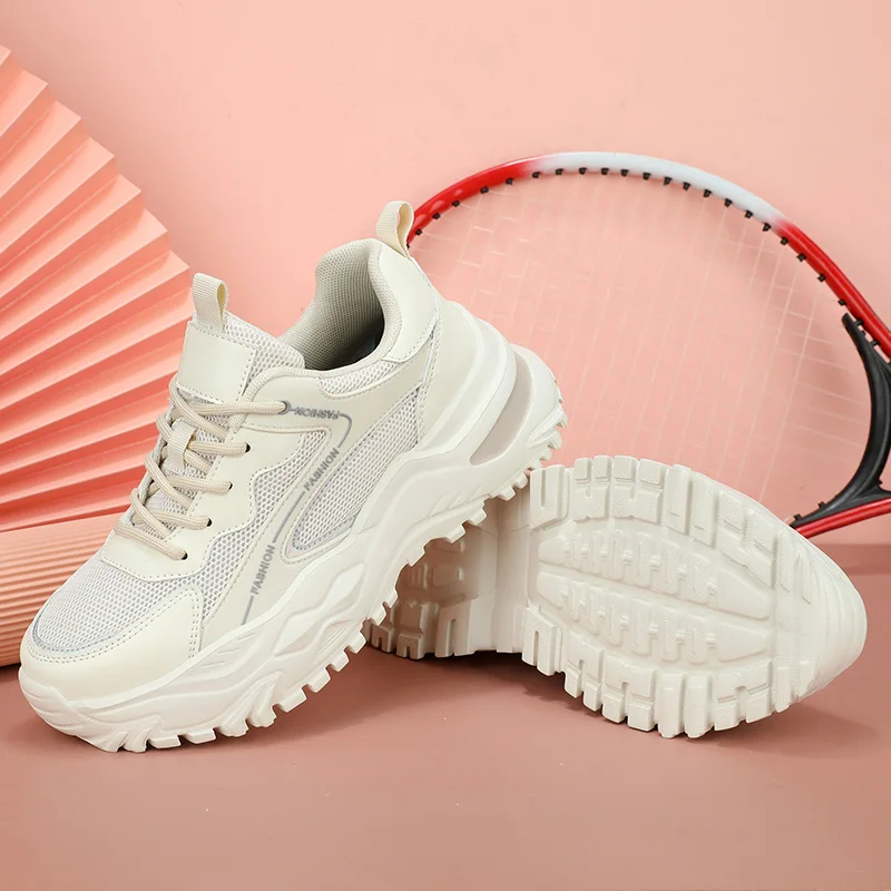 Fashion Sneakers Running Sport Shoe mesh Thick Sole Clunky Sneaker casual Dad elevator shoes for Women and Ladies