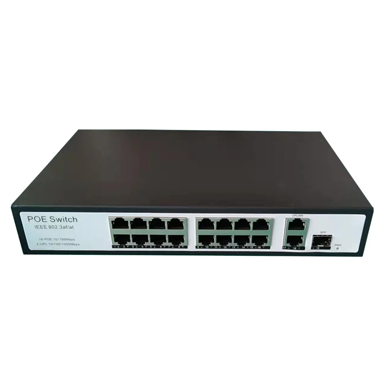 Mini type  802.3AF 802.3 AT 2 Port Ethernet 1 Port SFP uplink  16 Port POE Switch