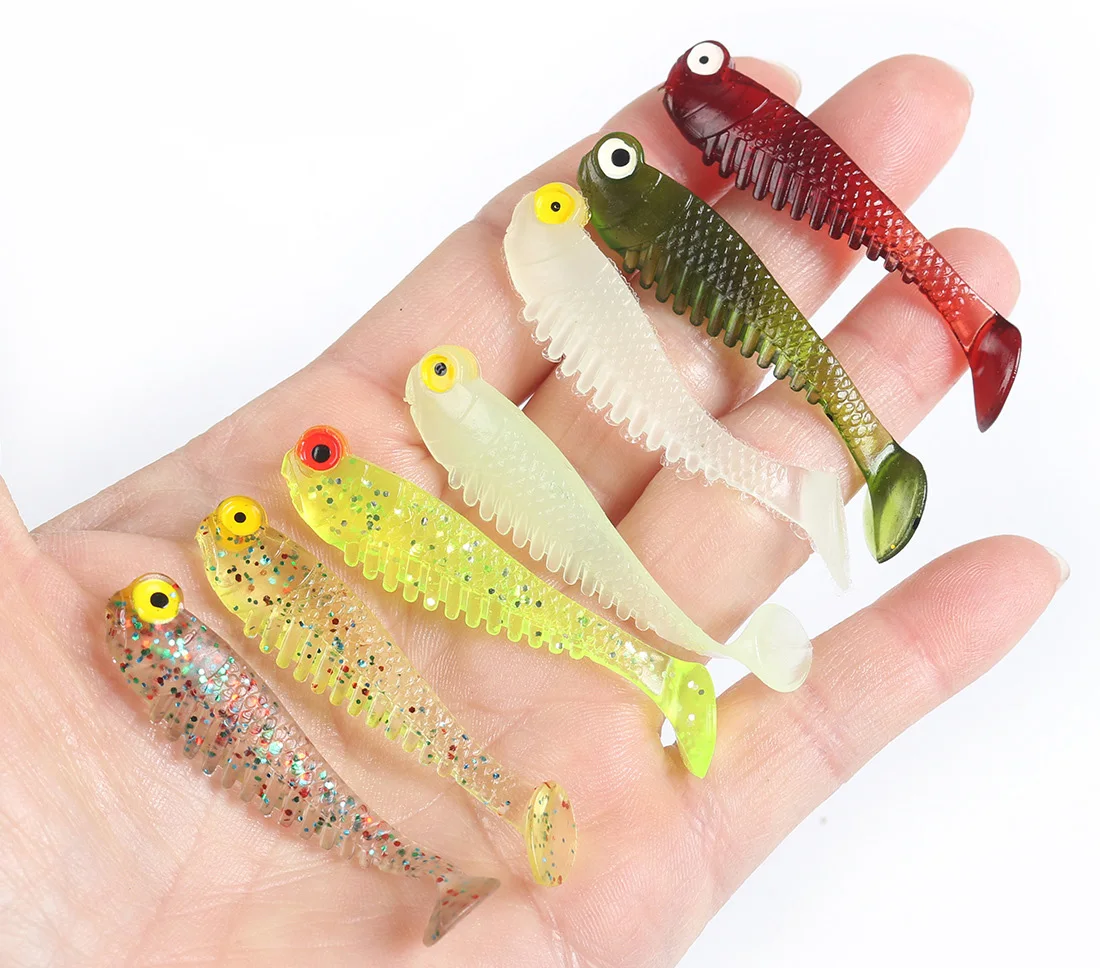 Wholesale 7 Colors 55mm 1.3g Realistic Bionic Fishing Soft Bait  for Streams Rivers Lakes Reservoirs Oceans