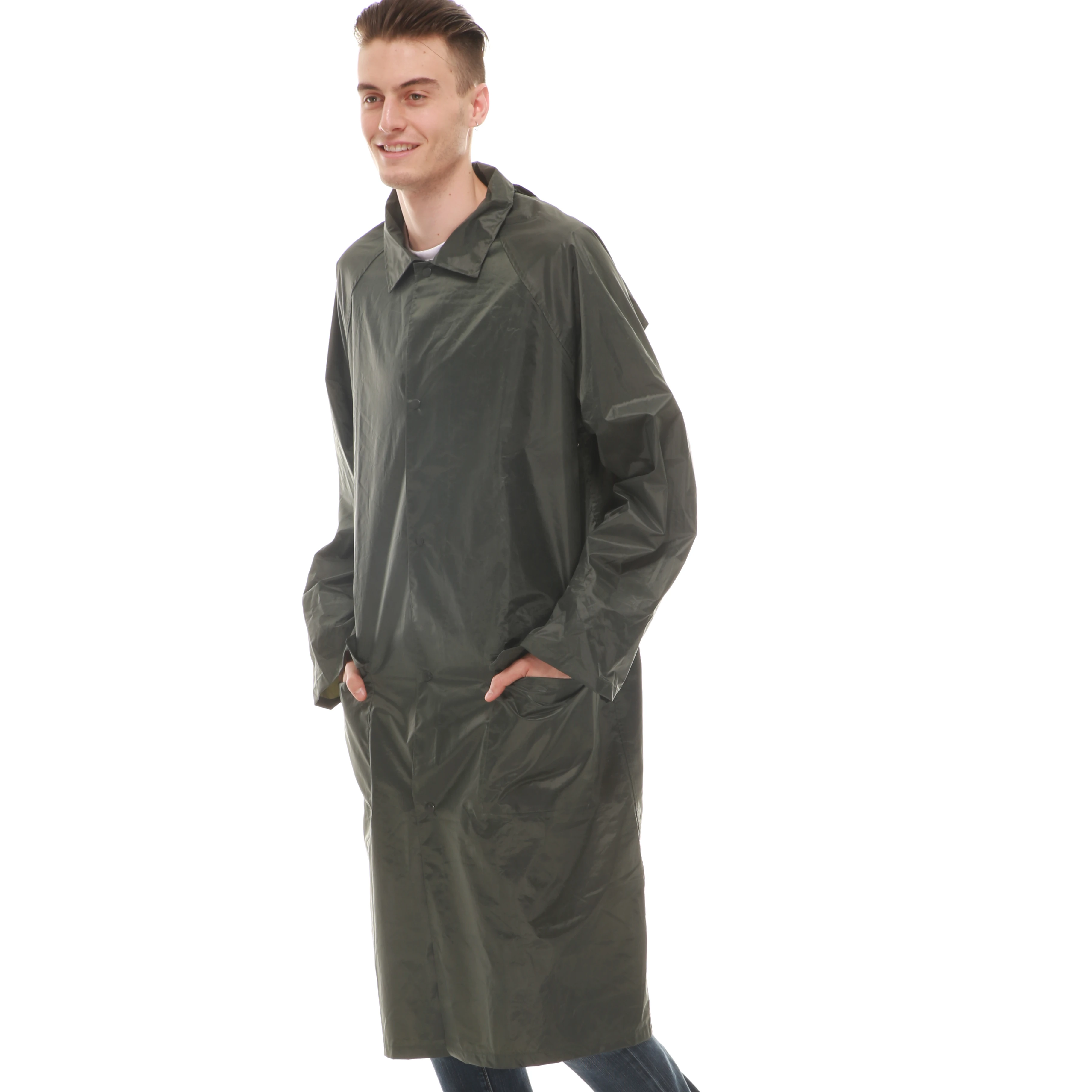 Wholesale fashionable reusable pvc ployster raincoat custom logo rain coat men wateproof rain jacket