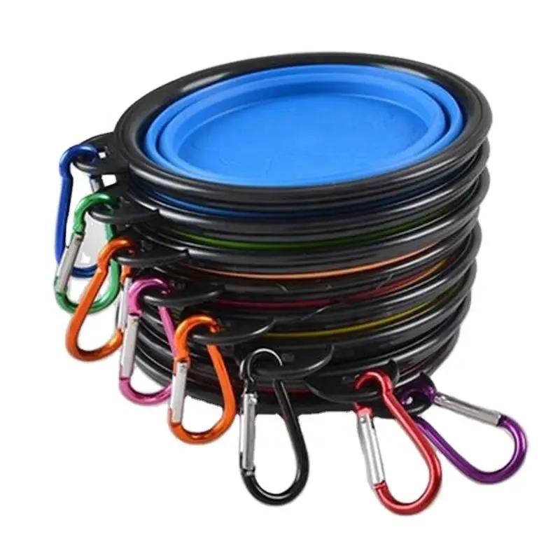 Bpa Free Non-slip Portable Dog Water Food Bowl With Carabiners