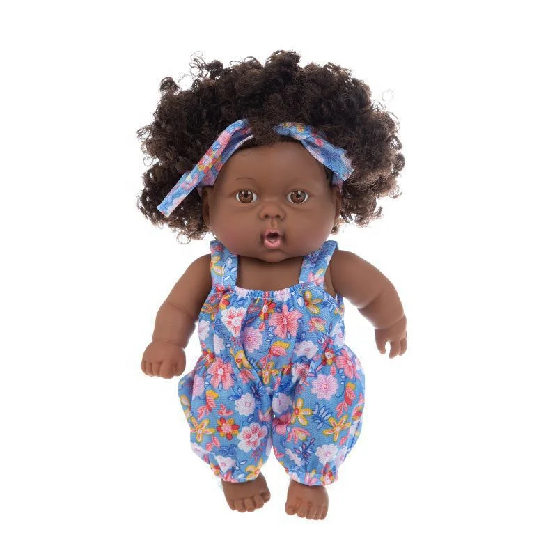 2023 Hot Selling 8 Inch African Reborn black dolls Silicone Baby Doll toys for girls cute small dolls toys kids children