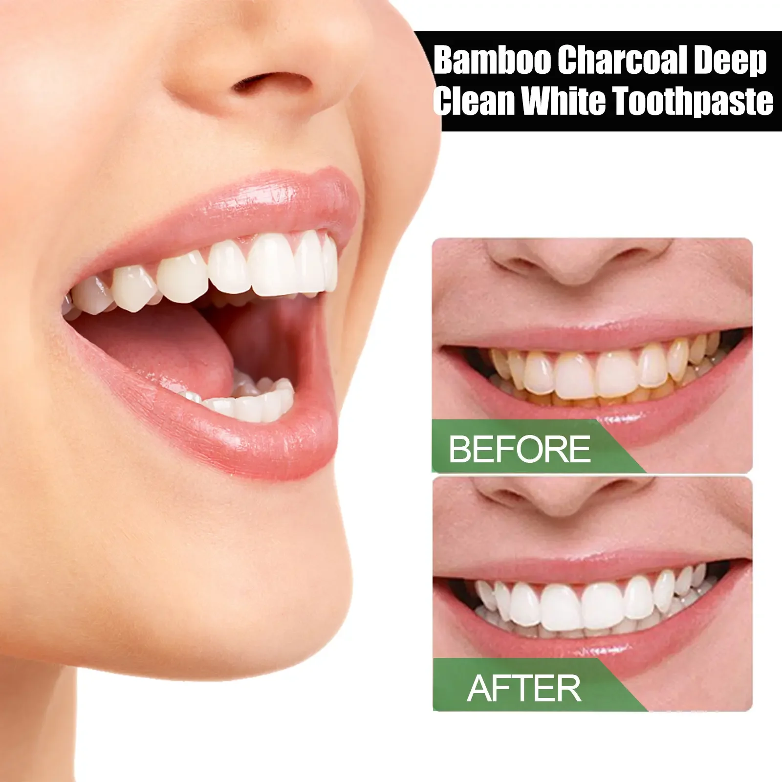Bamboo charcoal deep tooth whitening toothpaste to clean dental stains, remove oral odor, and brighten teeth