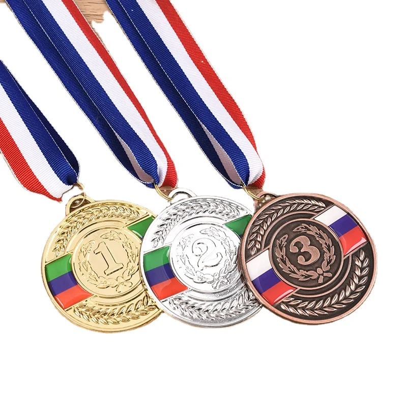 2023 Wholesale Higher Quality Custom Medal Sports Soccer Football Marathon Track Meet Trophies and Medals with Ribbon