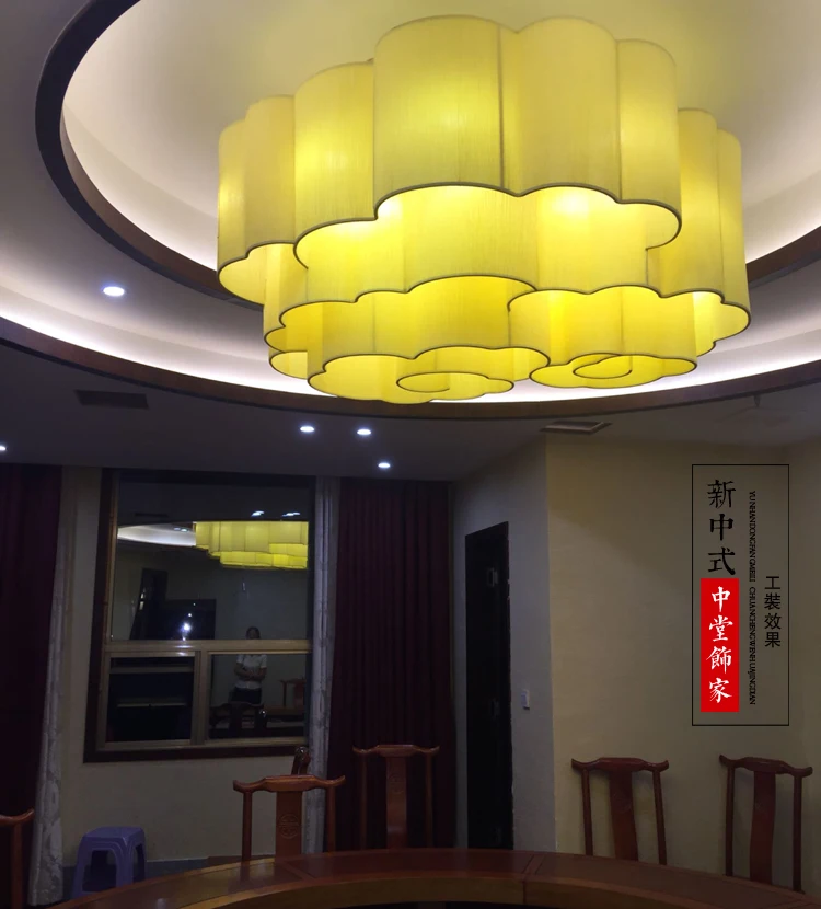 modern handmade Parchment ceiling hanging lamp indoor decoration paper shade zhongshan led pendant light for restaurant