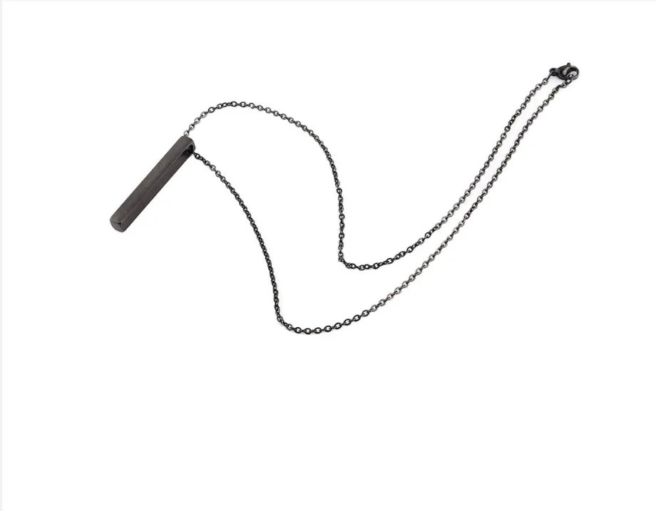 Engraving 3D Bar Name Necklace Personalized Text Message Cool Simple Design Women  or man Pendant  necklace