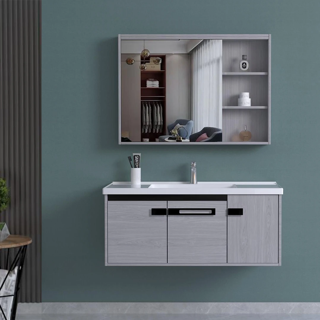 100CM Wall Mounted Corner Washroom Vanity Counter Top Basin Set Wall-Hung Bathroom Cabinet