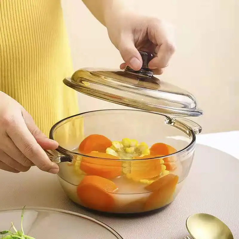 Hot sell 1000ml European style Kitchen Double Ear Handle Glass Soup Bowl Instant Noodle Bowl