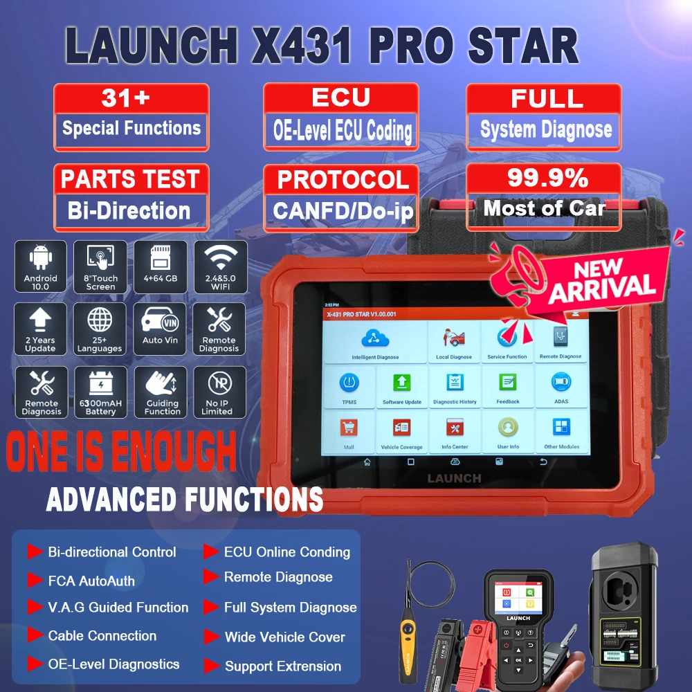LAUNCH Scan Tool X431 Pro Star ECU Coding All System Diagnostic Scanner All in One OBD2 Scanner with CANFD DOIP 2 Year Update