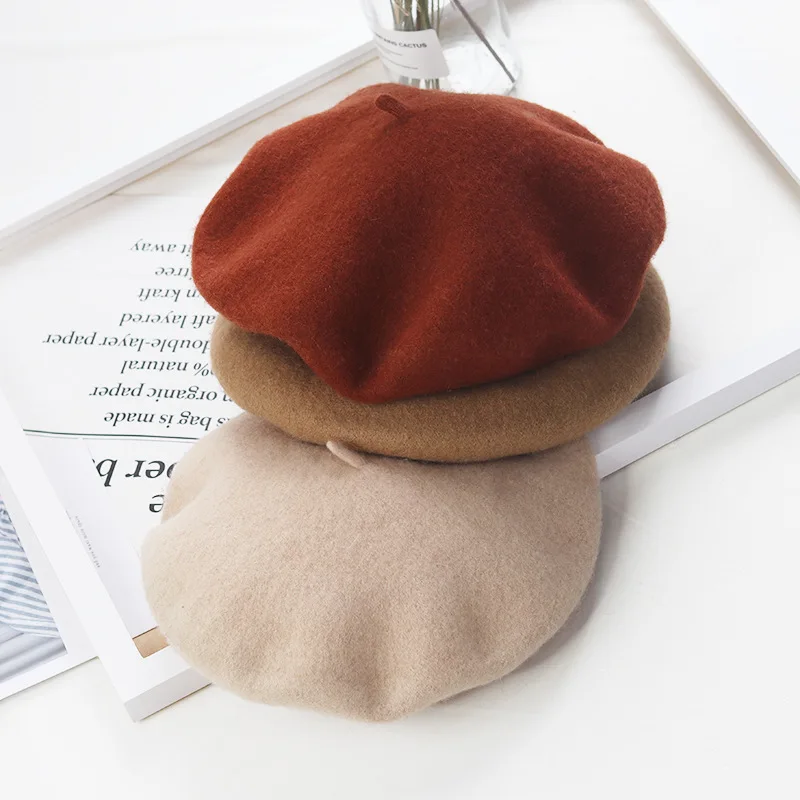 ODM Factory Wholesale Customized Boina Quality Cheap Price Solid Color Plain Barett Cap Autumn Warm Wool Beret Hat