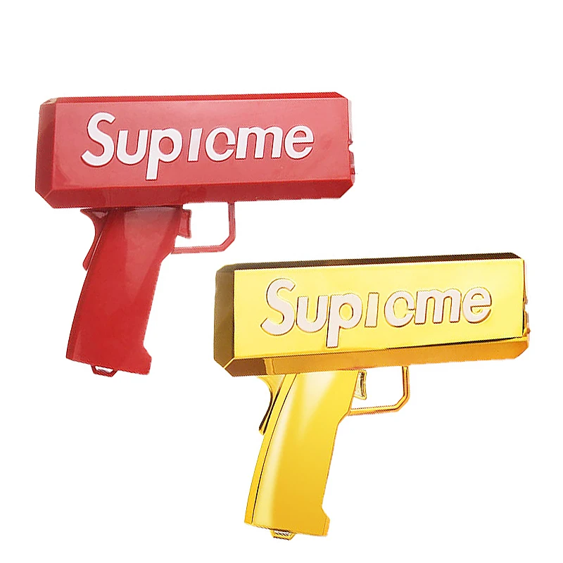 Real Super Throwing Make Money Gun Toy Cash Shooter Party Spray Cannon Rechargeable Plastic Gun Money