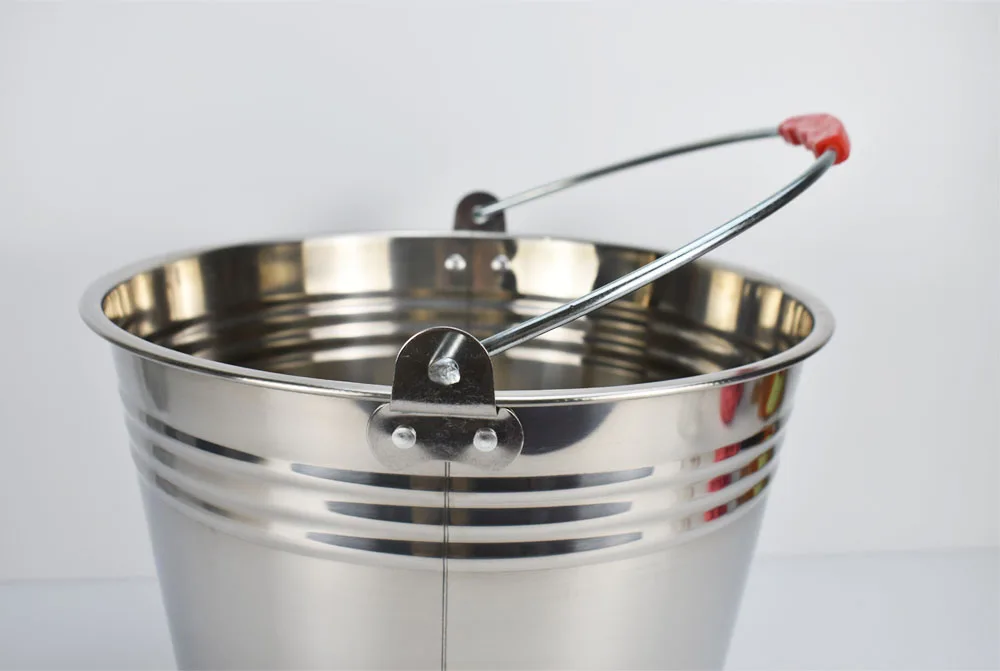 Custom LOGO Metal Bucket Stainless Steel Water ice Bucket With Handle