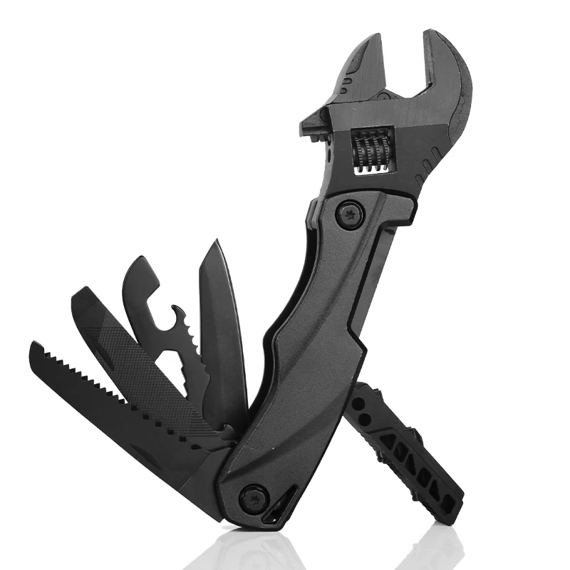 9pcs in 1 Wrench Multitool Stainless Steel Multi Tool Wrench Pliers Knife with Screwdriver Bits Practical Outdoor Hand Tools