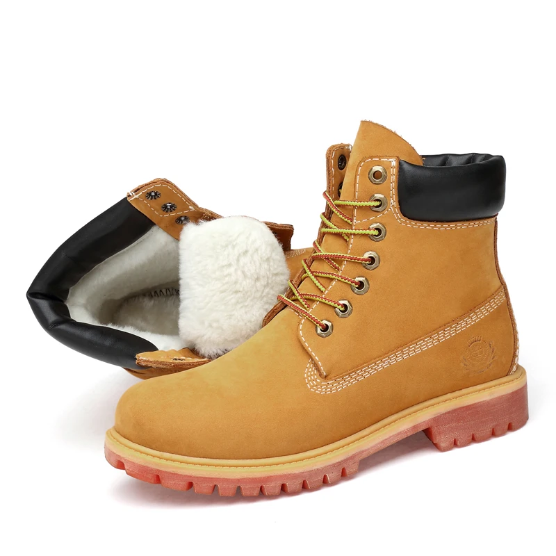 New models genuine leather retro woman boots high quality 36-47# big size outdoor classic winter fur hiker shoes brand low price
