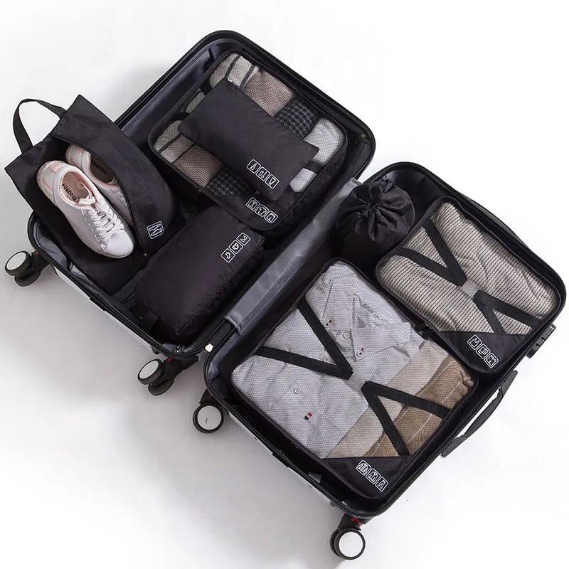 7pcs Set Travel Luggage Organizer Storage Bag Clothes Underwear Socks Shoes Packing Cubes Travelling