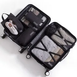 7pcs Set Travel Luggage Organizer Storage Bag Clothes Underwear Socks Shoes Packing Cubes Travelling Bag