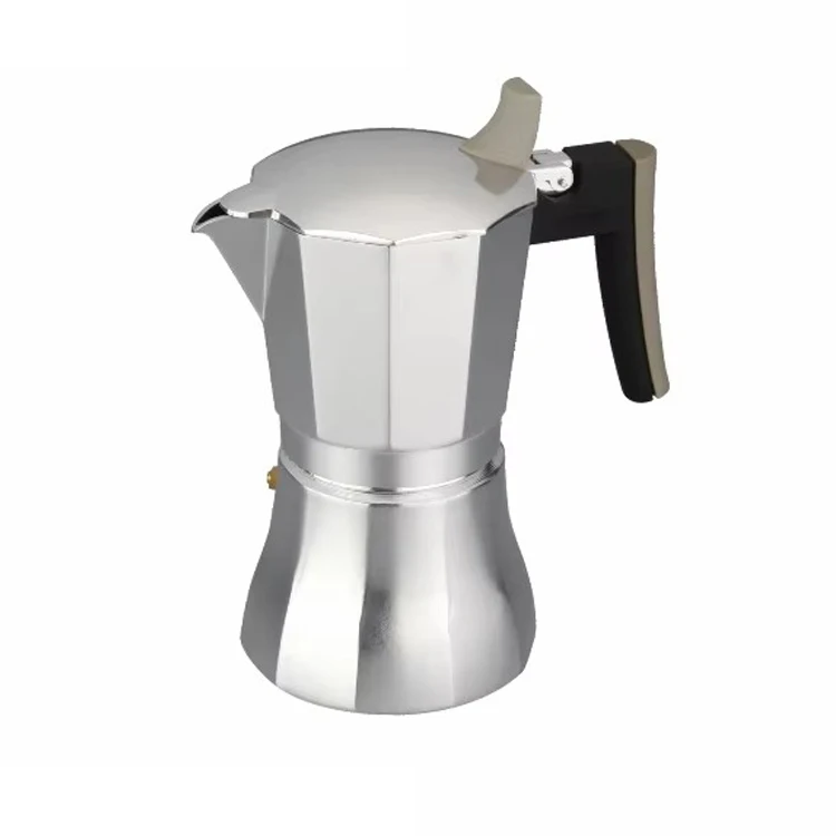 6-Cup Aluminum Moka Pot Portable Coffee Maker for Business Travel Camping Easy-to-Clean Small Size Convenient Carrying