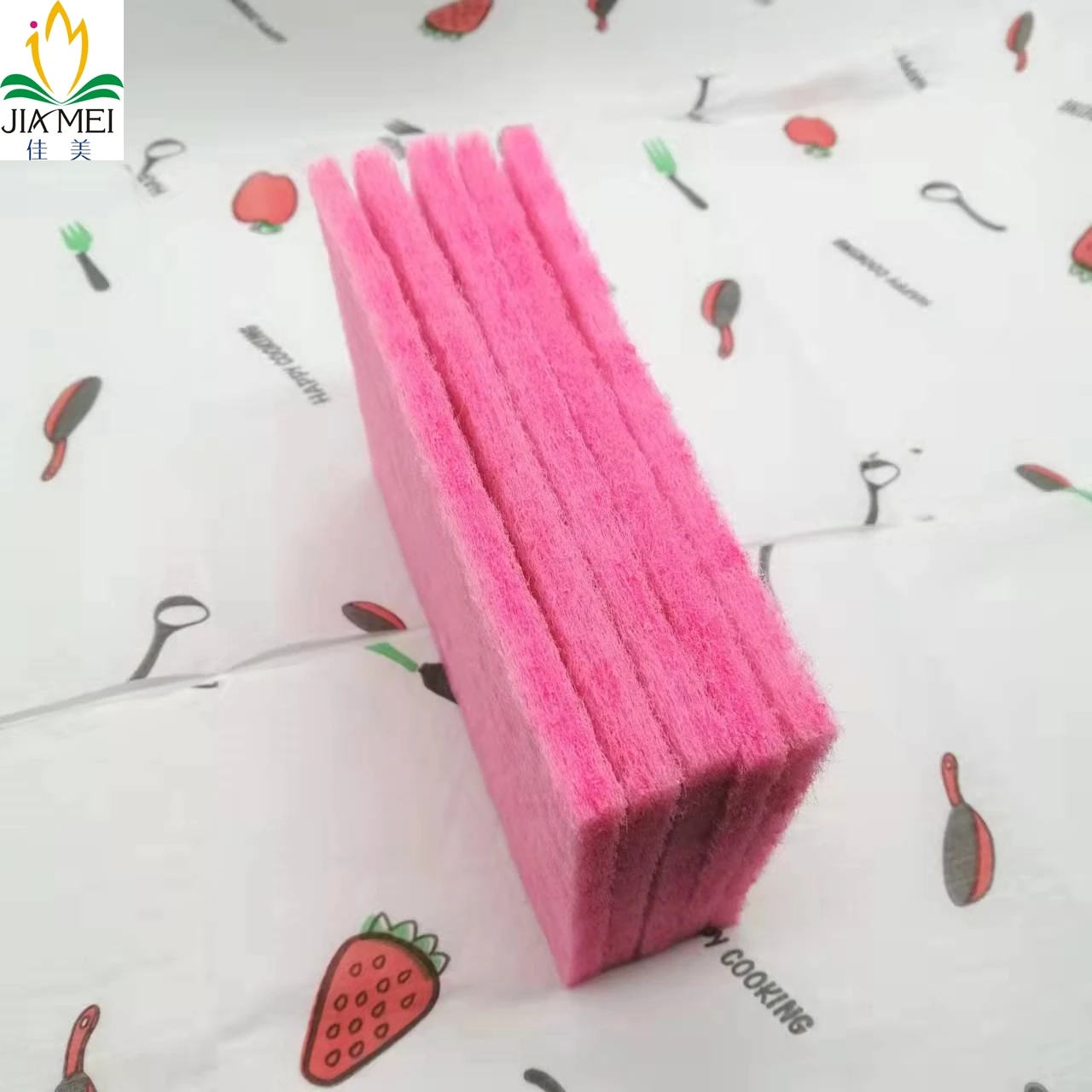 Розовые бытовые кухонные чистящие прокладки без царапин губка для мытья