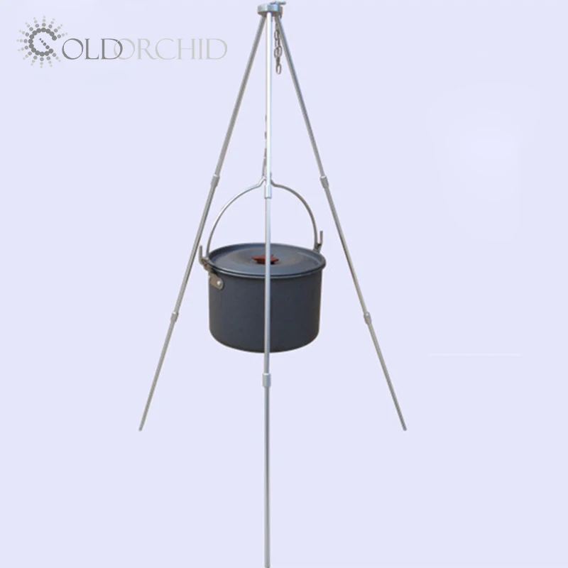Outdoor camping campfire 3 segments aluminium alloy tripod for hanging pot