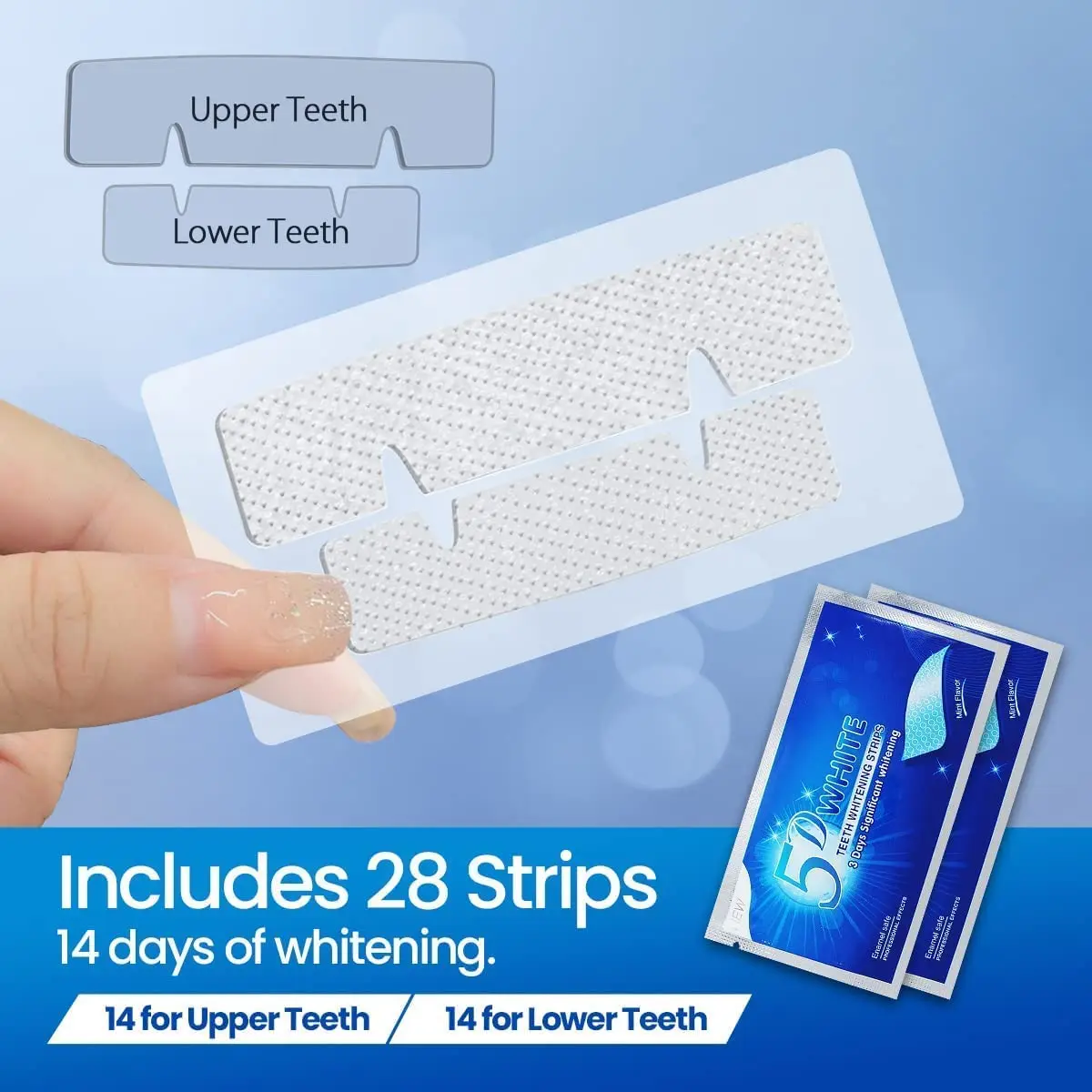 Custom Logo Professional Natural Organic Residue Free Tooth 5D Teeth Whitening Strips