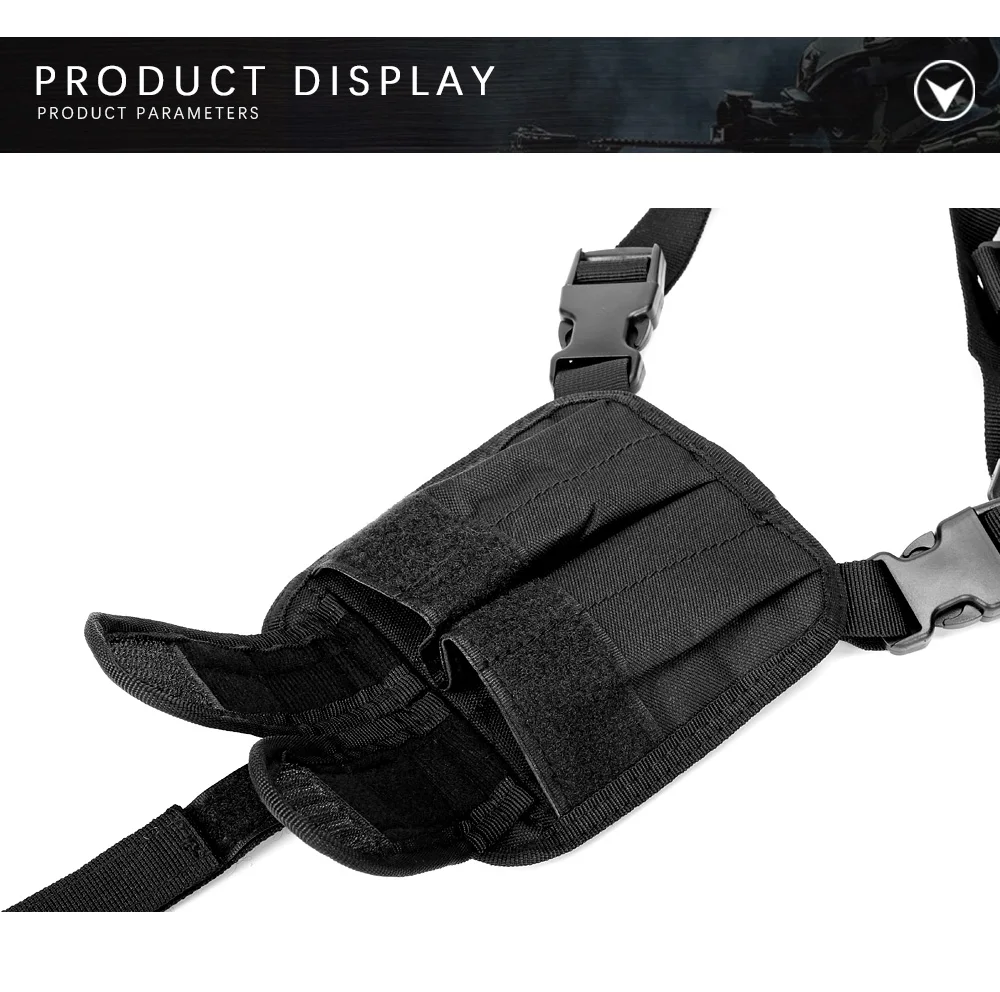 JSH Tactical Portable Double Shoulder Agent Messenger Bag Quick Pull Invisible Design Underarm Gun Holster Coupled Magazine