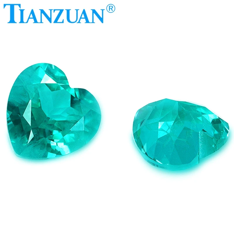 heart shape Paraba color Yttrium Aluminum Garnet Cultivated Tsavorite with inclusions artificial gem stone