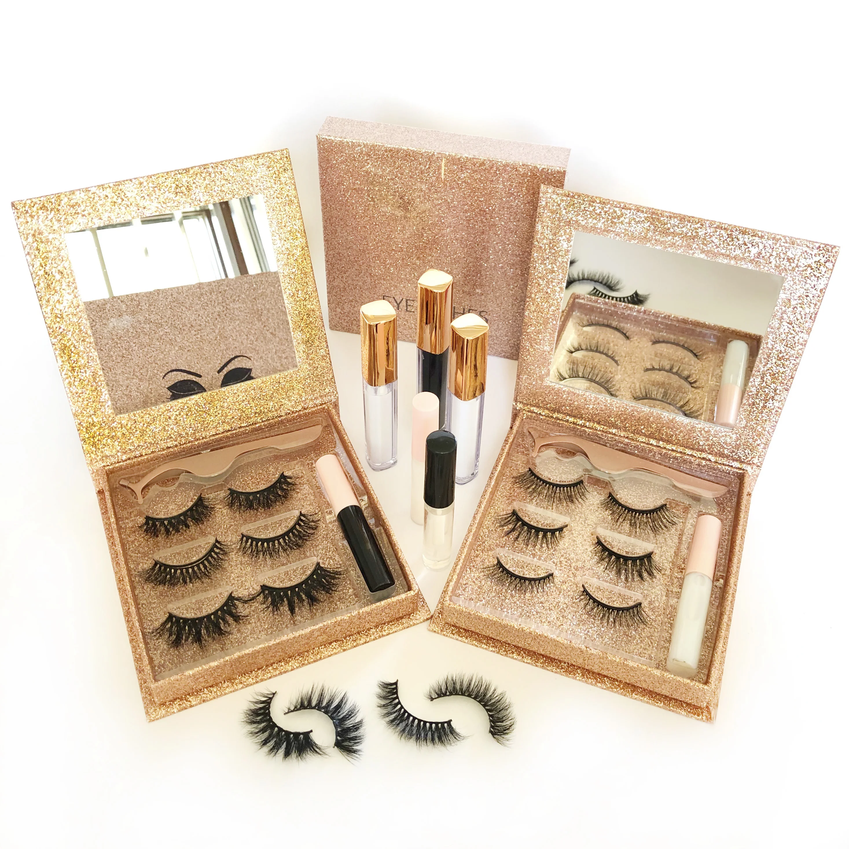
iShero Siberian luxury 3D natural eyelash invisible clear band soft mink eyelashes with customized lashes mirror box LX12 
