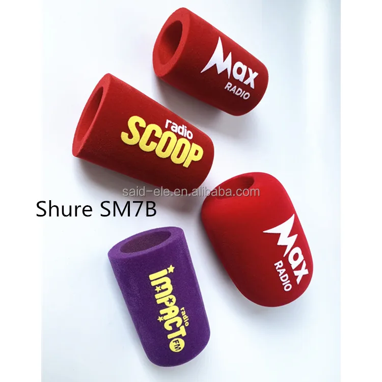 Shu re SM7B mic foam windsocks for broadcasters vloggers Studio MV7 microphone windscreens channel logo printed.
