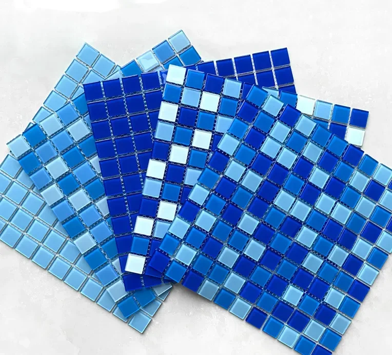 Gaoming Cheap price Iridescent Hot melt blue glass mosaic pool tiles for swimming pool factory supplier