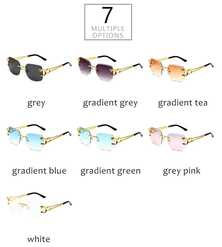 wholesale female personality leopard mirror leg male 2024 Fashion Trends rimless designer luxury Cut edge sun glasses Sunglasses