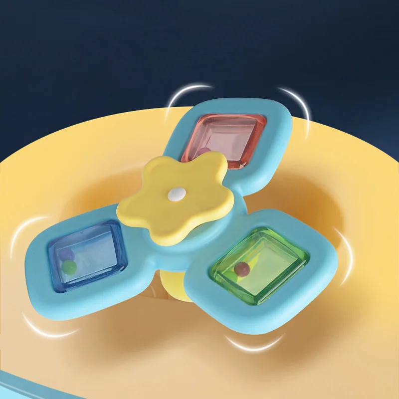 Cartoon Fidget Suction Cup Spinner Toy Summer Infant Silicone Baby Toys Rotating Rattle Educational Montessori Bath Toys_3