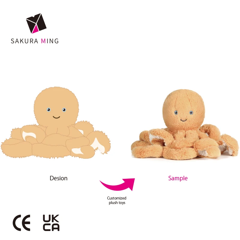 Customized stuffed animal toy octopus orange plush octopus pillow doll cute soft toys doll