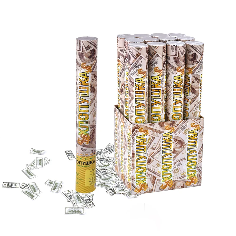 Popular Design Clear Tube No Fireworks Party Popper Eco-friendly Confetti Cannon Dollars