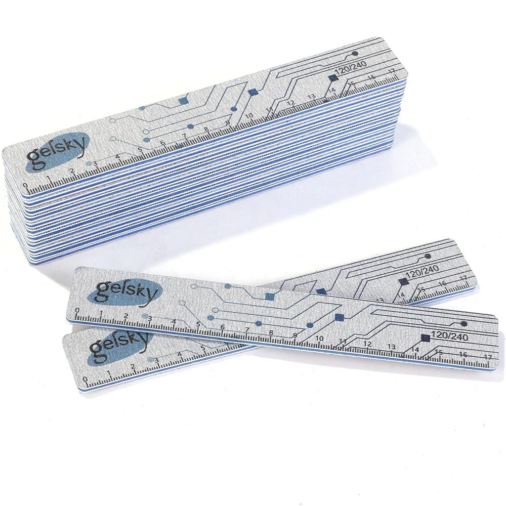 Gelsky 80/80 Grit Nail Files 80 100 120 150 240 Grit Sandpaper Professional Nail File Custom Logo Disposable Nail Files