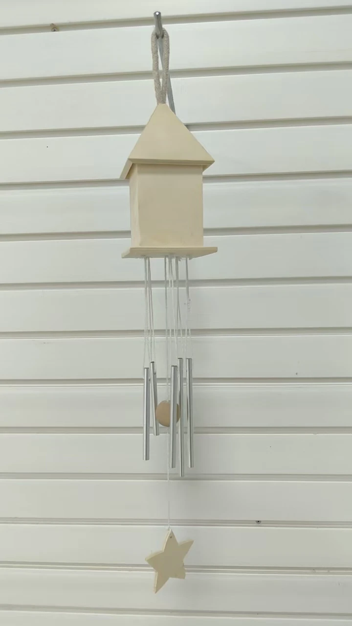Customizable Outdoor Bird House Wooden Nest with Love Style Wind Chimes Pine and Plywood Model Home Decor