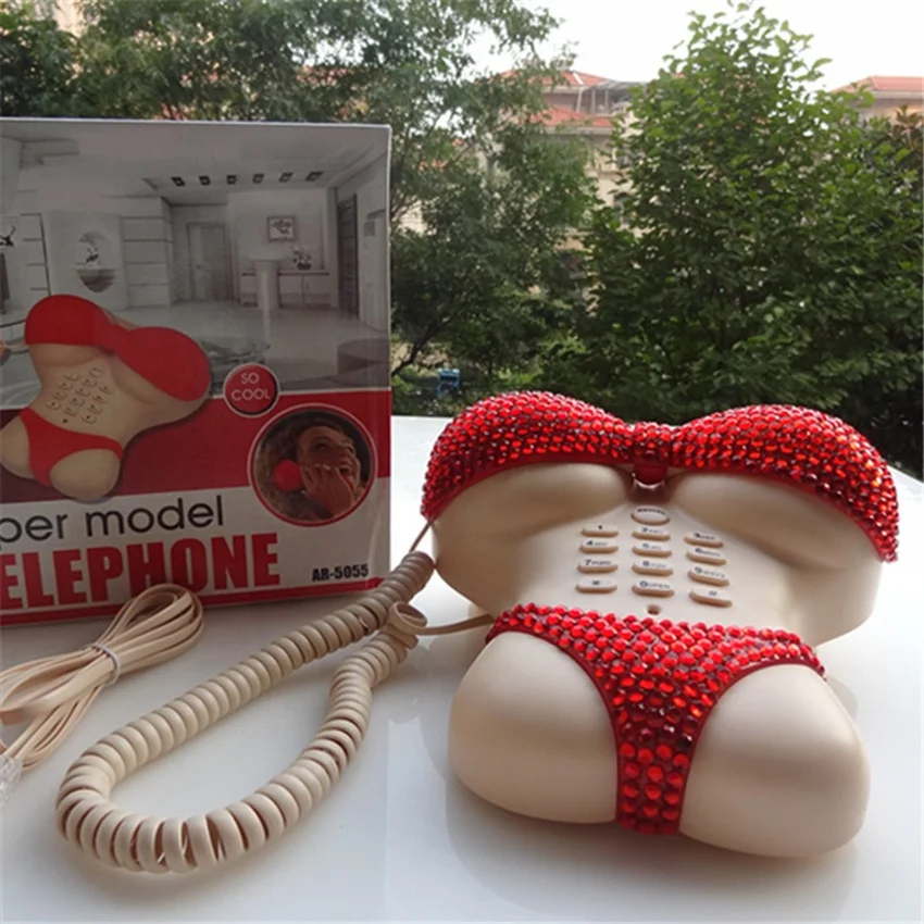 Креативный стационарный телефон в форме бикини с красной гарнитурой, проводной телефон с кнопками, украшение для дома и спальни