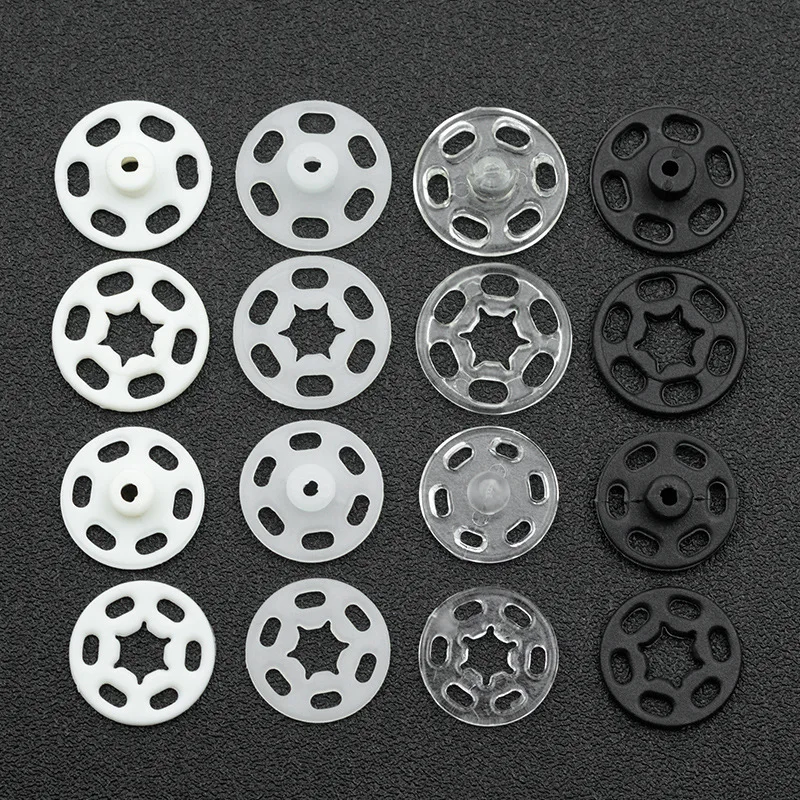 White Transparent Clear Round Square Sewing 2 Parts Press Plastic Snap Buttons