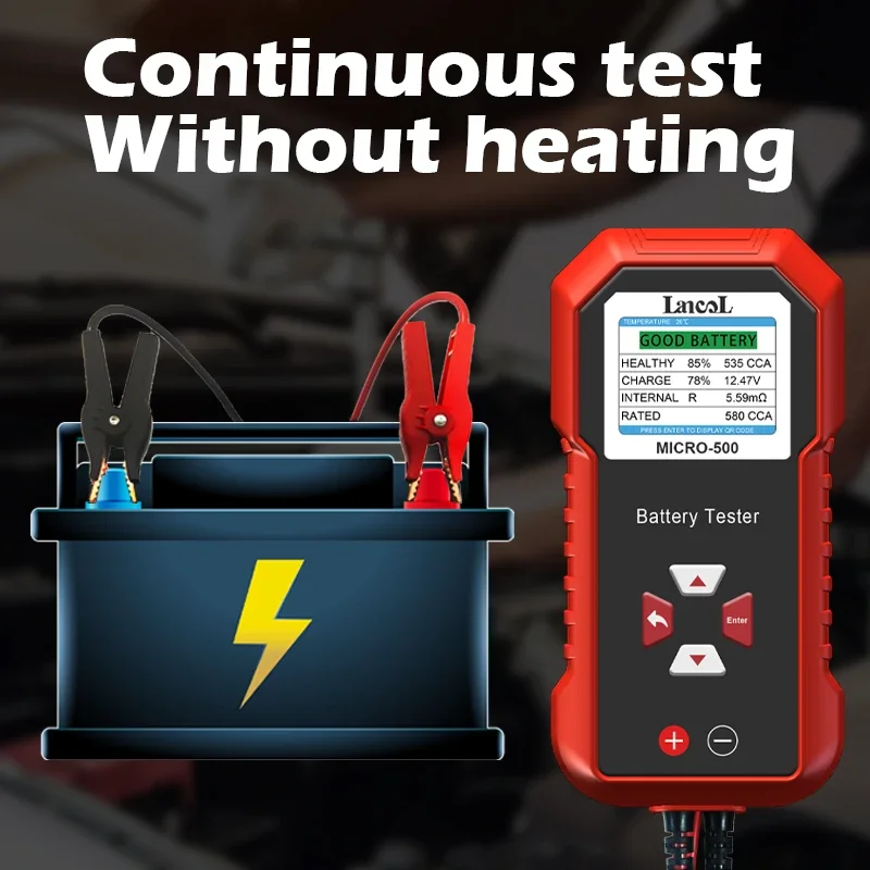 LansL Lancol MICRO-500 Universal LCD Display 12V 24V Car Battery Tester Automobile CCA Battery Analyzer Voltage Tester