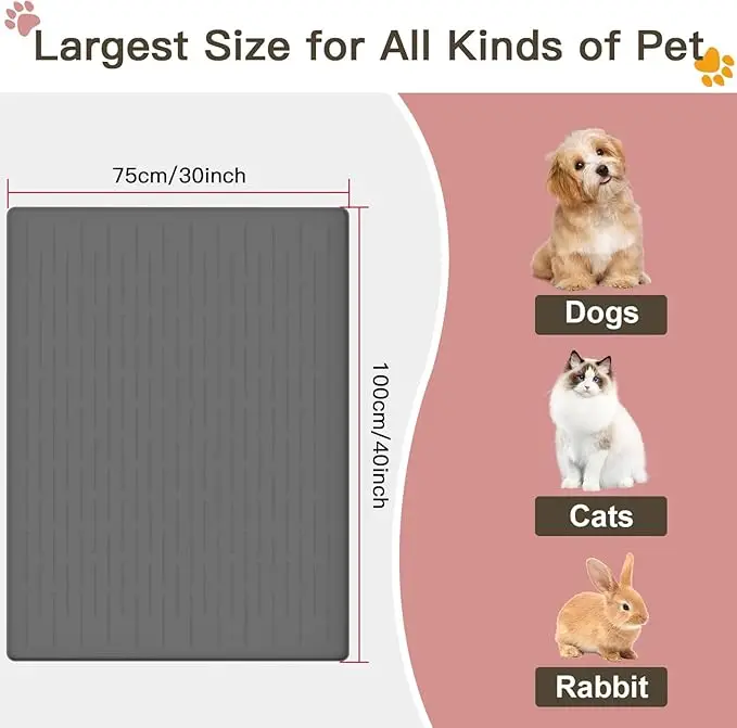 Large pet placemat custom eco-friendly silicone safe waterproof leakproof cat and dog feeding water bowl tray mat durable