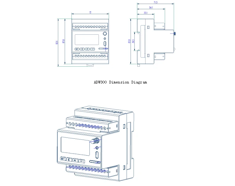 Acrel ADW300W IoT Умный трехфазный беспроводной счетчик электроэнергии