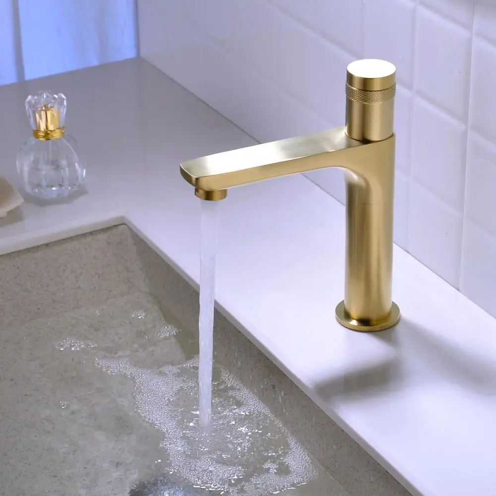 Solid Brass Bathroom Basin Faucet Mixer Tap Faucets for Bathroom,Brushed Gold,Matte Black
