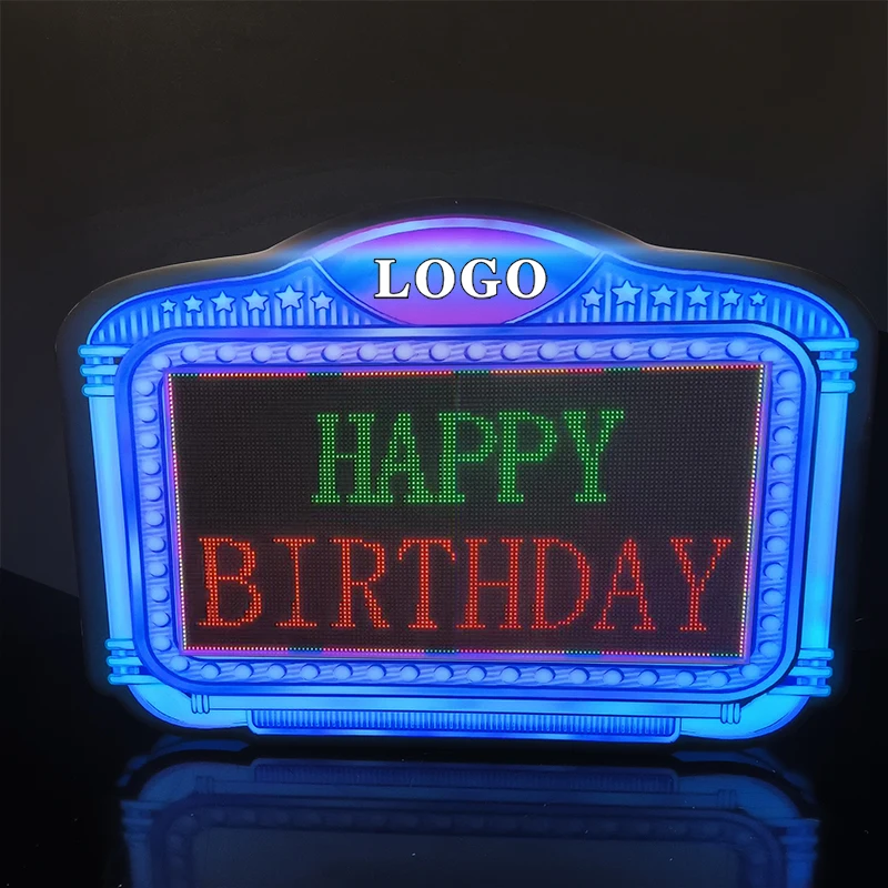 led board birthday party custom logo acrylic led DIY night club sign bottle presenter