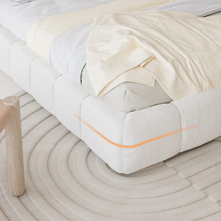 Luxury king queen size upolsthered bed room set modern white velvet design double home furniture bedroom set