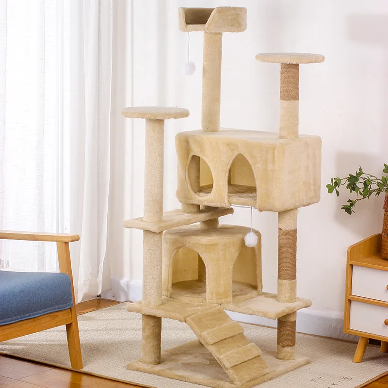 Multi-level Luxury Cat Climbing Frame Scratching Post Sisal Indoor Non-occupying Jump Platforms Stable Large Cat Climbing Tower