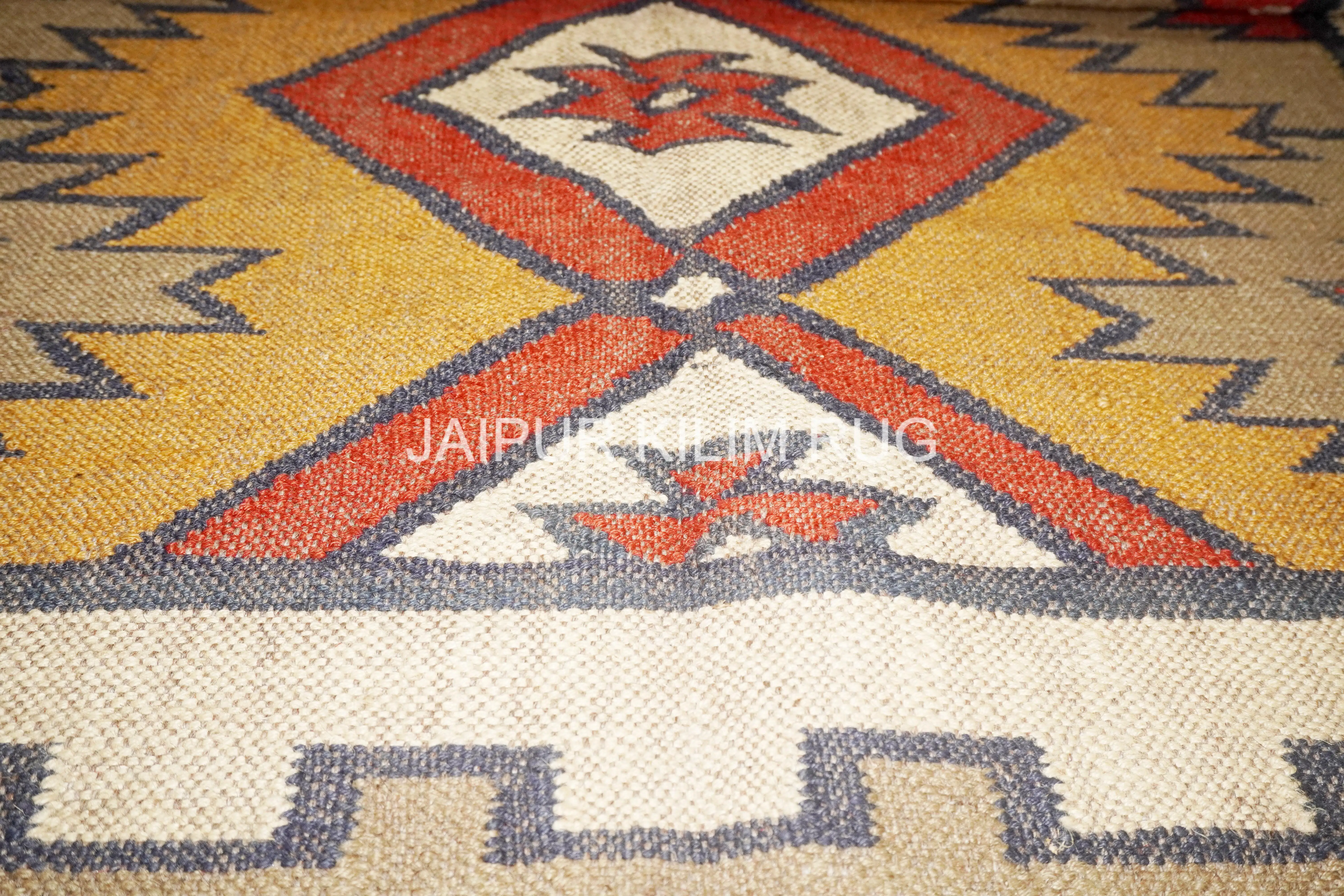Handwoven Kilim Carpet Jute Wool Hallway Runner Wholesale Rugs Carpets Handmade Floor Mat Indian Kilim Rug