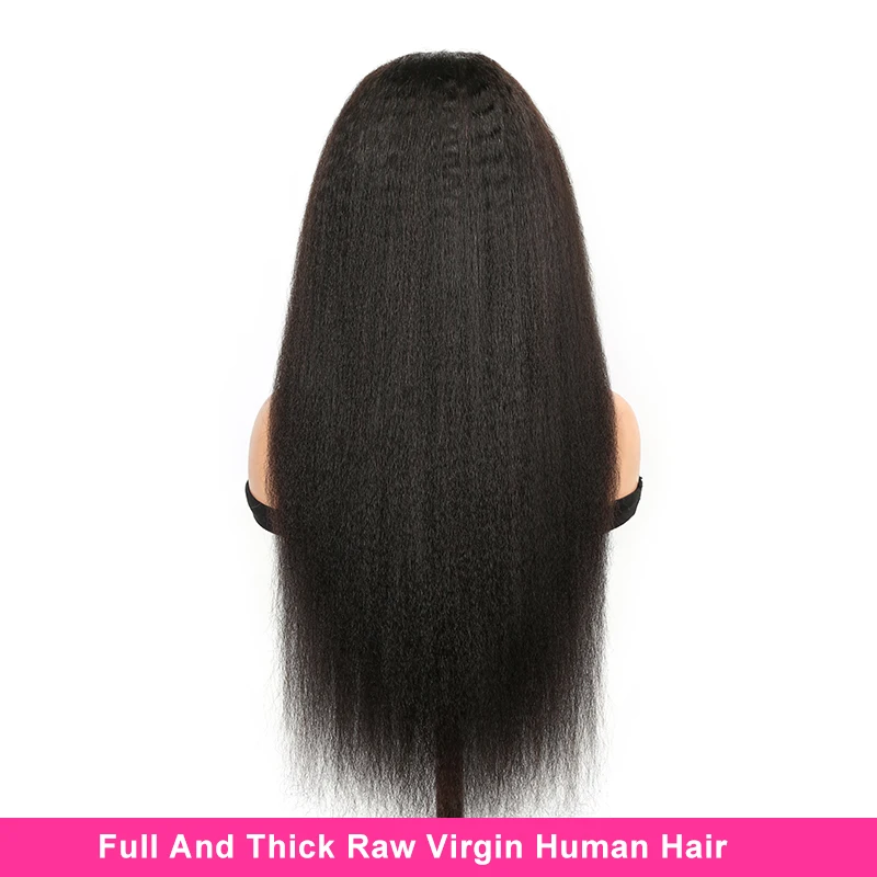 Kinky Straight Wig With Afro Kinky Curly Baby Hair 13X4 HD Lace Front Human Hair Wigs Natural Hairline Kinky Edges Curly Hair